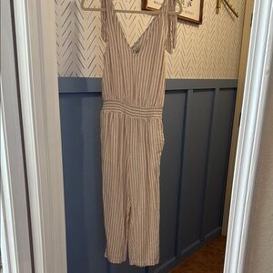 a new day Striped Cream and Tan Jumpsuit